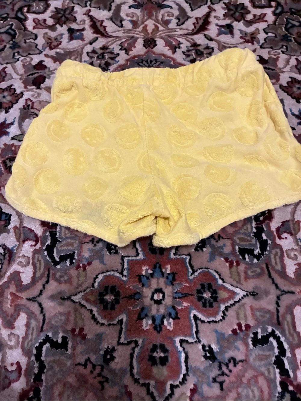 Yellow smiley shorts kids large